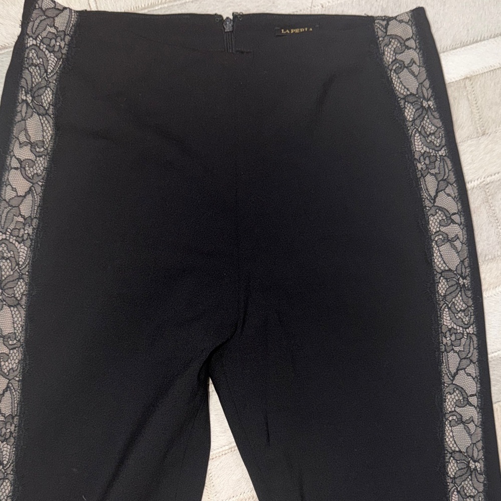 La Perla Elegant Black Lace Trim skinny  Pants